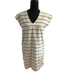 Madewell Cream and Blue Striped V-Neck Cover-Up